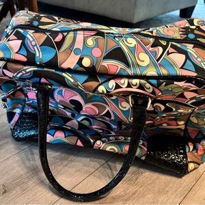 Kathy Ireland Blue and Pink Geometric Travel Bag
